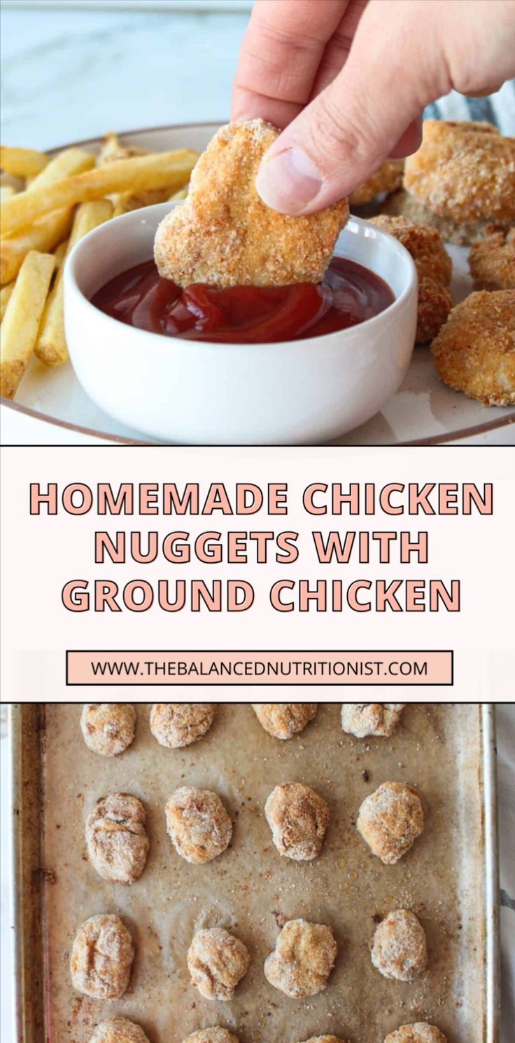 homemade chicken nuggets with ground chicken and ketchup are the perfect appetizer