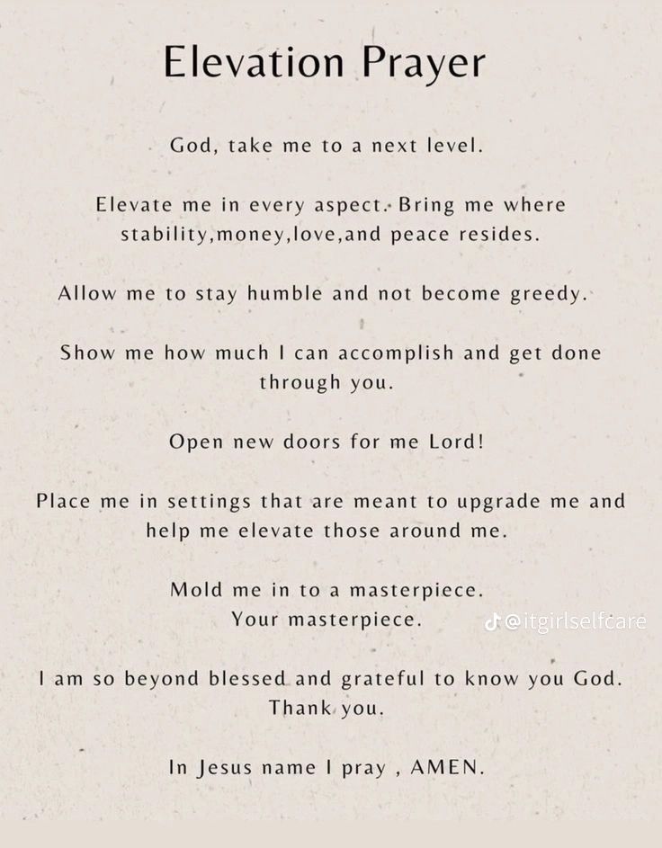 a poem written in white with the words elevation prayer