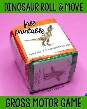 a dinosaur roll and move game with the words free printable