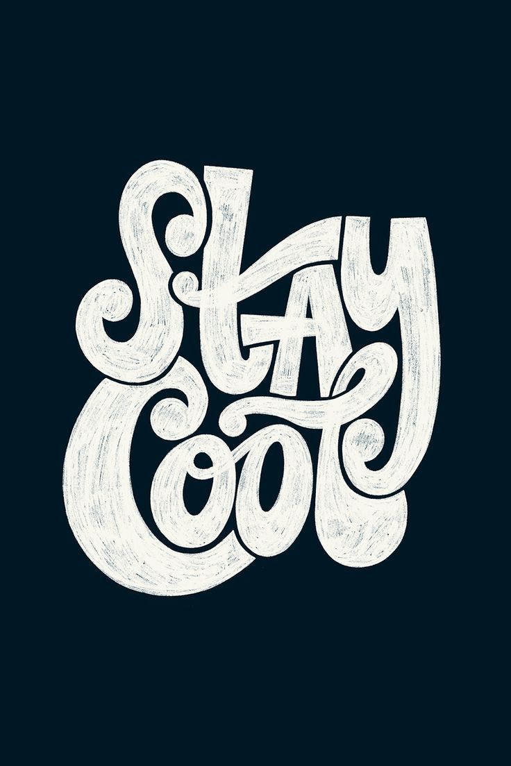 the word stay cool written in white on a black background with an artistic font pattern