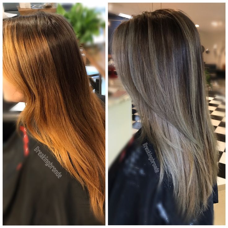 COLOR CORRECTION: Banded and Brassy To Ash Melt - Color - Modern Salon Toner For Brassy Hair, Tone Orange Hair, Toner For Orange Hair, Ash Toner, Color Melting Hair, Color Correction Hair, Perfect Blonde Hair, Brassy Hair, Color Melt