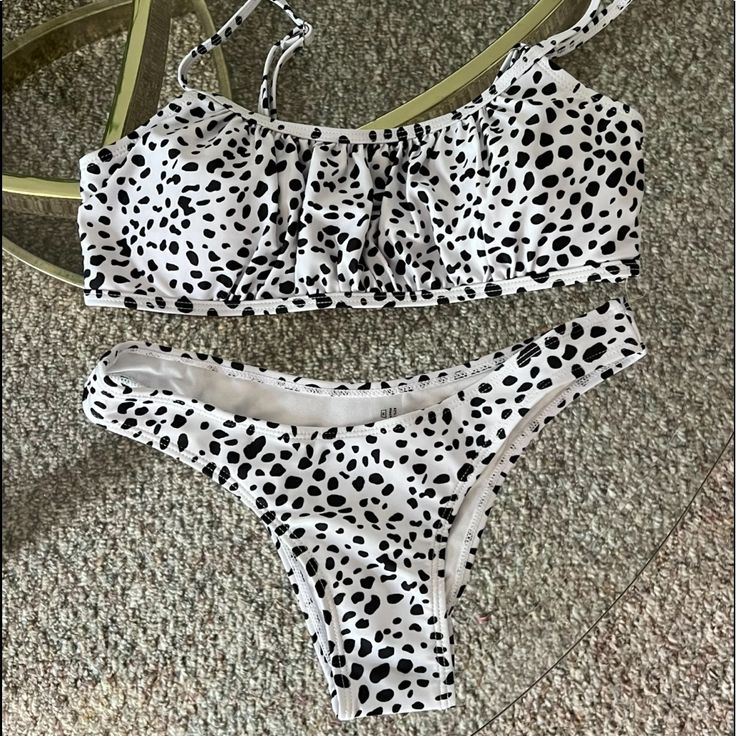 Adorable Never Worn Bikini Set Trendy Black And White Polka Dot Set With Textured Top Could Fit Xxs Amazon Fitted Beachwear Swimwear, Fitted Amazon Beachwear Swimwear, Amazon Fitted Swimwear For Pool, Fitted Swimwear For Pool By Amazon, Fitted Amazon Swimwear For Pool, Fitted Amazon Swimwear For Swimming, Amazon Beachwear Swimwear For The Beach, Amazon Summer Swimwear For Vacation, Casual Polka Dot Swimwear For Pool