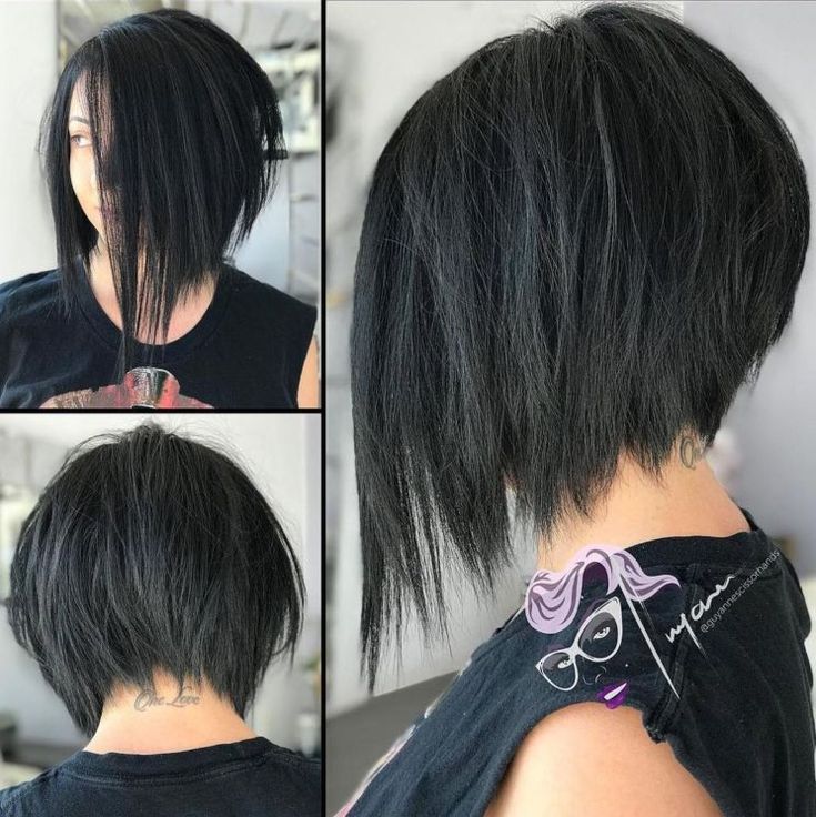 Angled Bob With Razored Ends Asymmetrical Bob Short, Inverted Long Bob, Inverted Bob Haircuts, Short Hair Cuts For Round Faces, Short Dark Hair, Black Bob, Round Face Haircuts, Short Hair Styles For Round Faces, Short Bob Haircuts