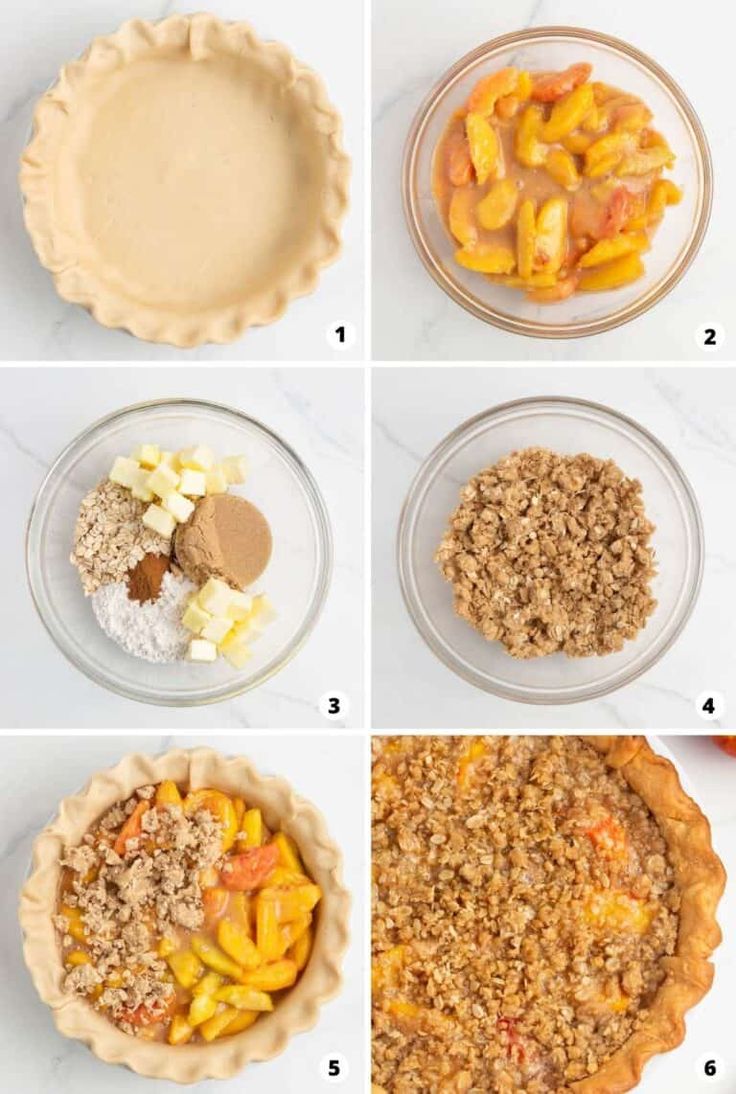 the steps to make an easy pie crust with apples and crumbled toppings