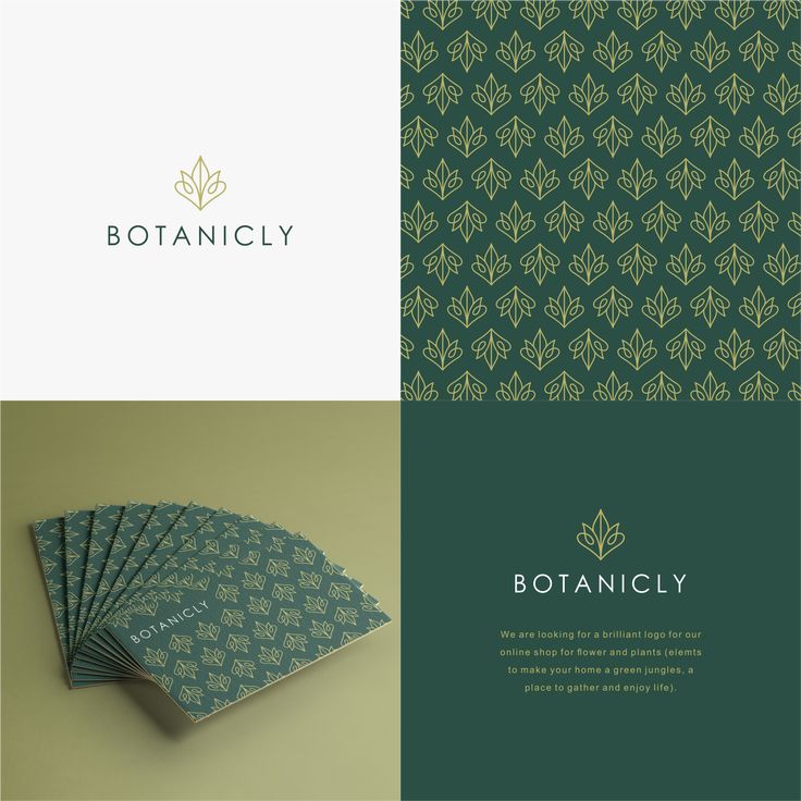 the logo for botanically is shown in three different colors and patterns, including green