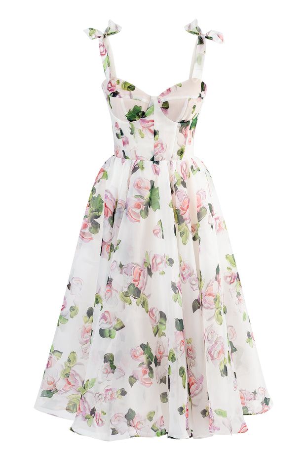 Tender floral midi tie-strap dress ➤➤ Milla Dresses Plus-koon Muoti, Milla Dresses, Tie Strap Dress, Puffy Skirt, Dress Weights, Midi Flare Skirt, American Fashion Designers, Costume Intero, Formal Party Dress