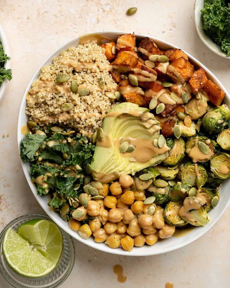 a white bowl filled with different types of food