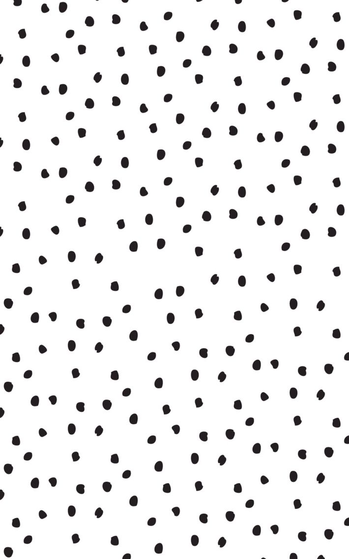 black and white polka dots on a white background