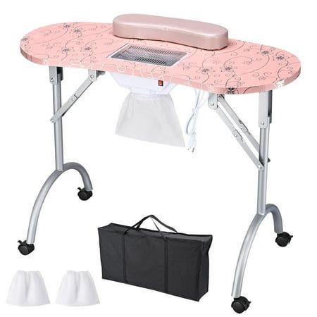 Professional Nail Desk - Foldable Manicure Nail Table features built-in dust collector & wrist cushion, 4 pcs 360-degree swivel wheels with locks for easily moving to any places & locking to keep in fixed position; Ideal for nail art, beauty salon, Spa, professional manicurists, beauty gurus. Efficient Dust Removal - Built-in dust collector with a strong fan, one button to clean away nail crumbs & dust and collect into the dust bag, no more dust flying, giving you & your customers free-breathing Salon Desk, Nail Desk, Clean Workspace, Nail Salon And Spa, Nail Table, Nail Art At Home, Manicure Table, Professional Nail Art, Swivel Wheels