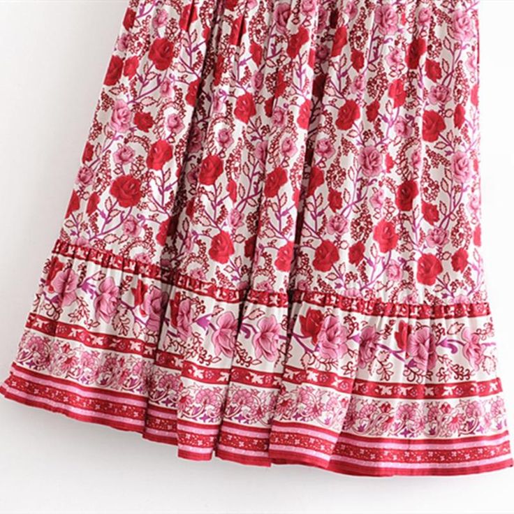 wickedafstore Milagros Floral Midi Skirt Cotton A-line Skirt With Floral Print, Multicolor Midi Skirt Dress For Summer, Beach Floral Print Midi Skirt, Beach-ready Floral Print Midi Skirt, Floral Print Midi Skirt For Beach, Summer Printed Patterned Skirt, Summer Patterned Printed Skirt, Spring Boho Print Relaxed Skirt, Summer Patterned Mini Skirt