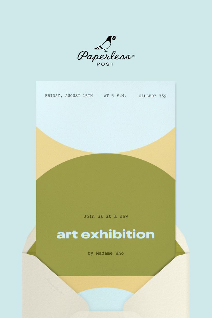 an open envelope with the words art exhibition on it