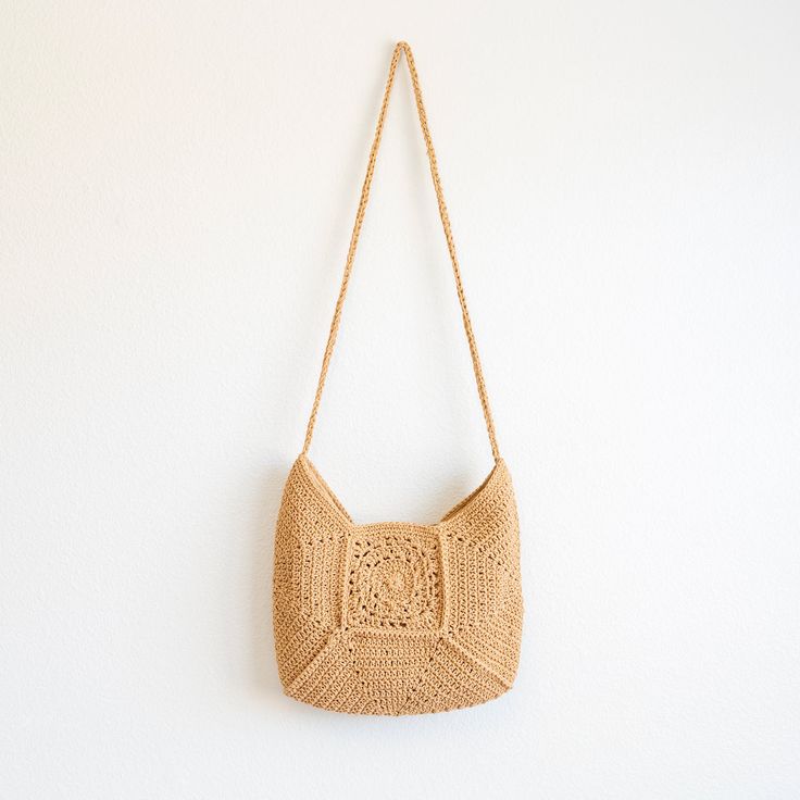 Bohemian Beige Crossbody Beach Bag, Bohemian Beige Bags With Open Weave, Bohemian Beige Square Straw Bag, Bohemian Square Beige Straw Bag, Bohemian Beige Bucket Shoulder Bag, Casual Handwoven Shoulder Bag For Festivals, Beige Bohemian Crochet Bag For Daily Use, Bohemian Beige Crossbody Shoulder Bag, Beige Bohemian Crossbody Shoulder Bag