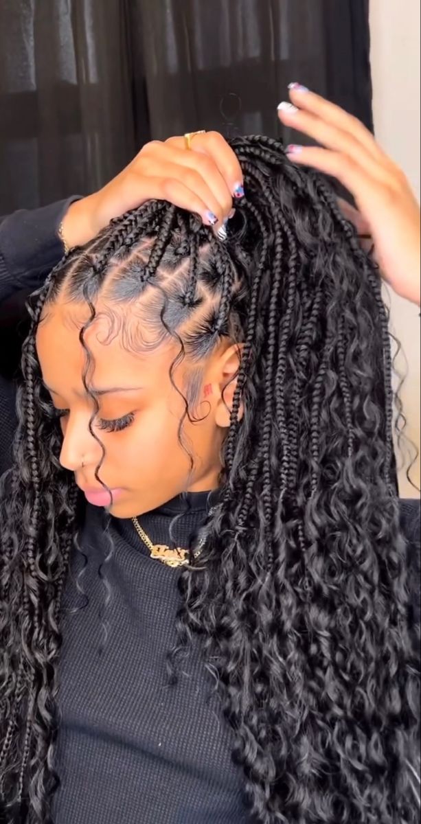 Hairstyle Hacks, Boho Braided Hairstyles, Short Box Braids Hairstyles, Big Box Braids Hairstyles, Goddess Braids Hairstyles, Box Braids Hairstyles For Black Women, Braids Hairstyles Pictures, Braided Cornrow Hairstyles, Cute Box Braids Hairstyles