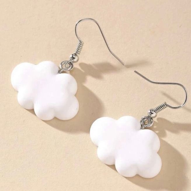 Length: 1 Inch - Key Words: Cloud Clouds Cute Kawaii White Earrings Jewelry Dreamy Dream Drop Dangle Anime Cartoon Mario Alice In Wonderland Videogame Nerd Nerdy Geek Geeky Funny Game Cute White Earrings, Cute Little Earrings, Cloud Accessories, Trendy White Dangle Earrings, Casual White Drop Earrings, Cute White Dangle Jewelry, Simple White Earrings For Everyday, Simple Everyday White Earrings, Cute White Dangle Earrings