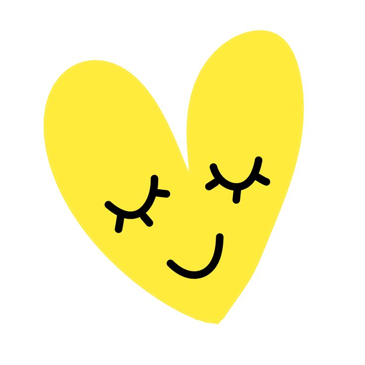 a yellow heart with two faces drawn on it