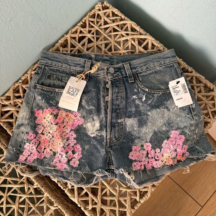 Nwt Rialto Jean Project Shorts Hand Painted Cherry Blossoms Waist: 13.5" Flat Inseam: 1.5" Length: 12" B5 Pink Denim Summer Bottoms, Summer Pink Denim Bottoms, Relaxed Fit Floral Print Shorts For Spring, Pink Shorts For Spring, Pink Relaxed Fit Denim Bottoms, Mid-rise Fitted Pink Shorts, Pink Relaxed Fit Jean Shorts For Spring, Pink Fitted Denim Shorts, Fitted Pink Denim Shorts