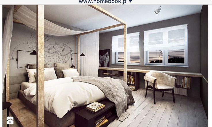 a bedroom with a canopy bed and wooden floors