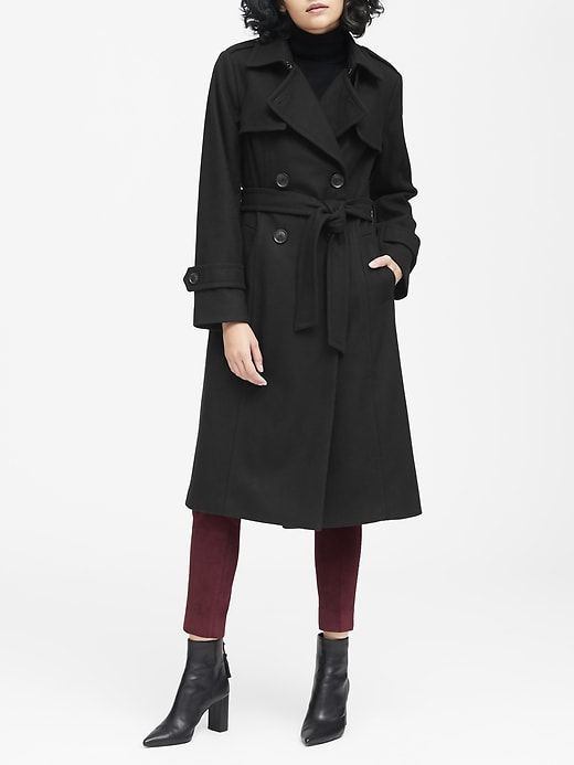 Classic black trench - every girl should have one Classic Trench Coat, Long Trench, Long Trench Coat, Trench Coat Black, S Models, Classic Black, Vest Jacket, Cold Weather, Double Breasted