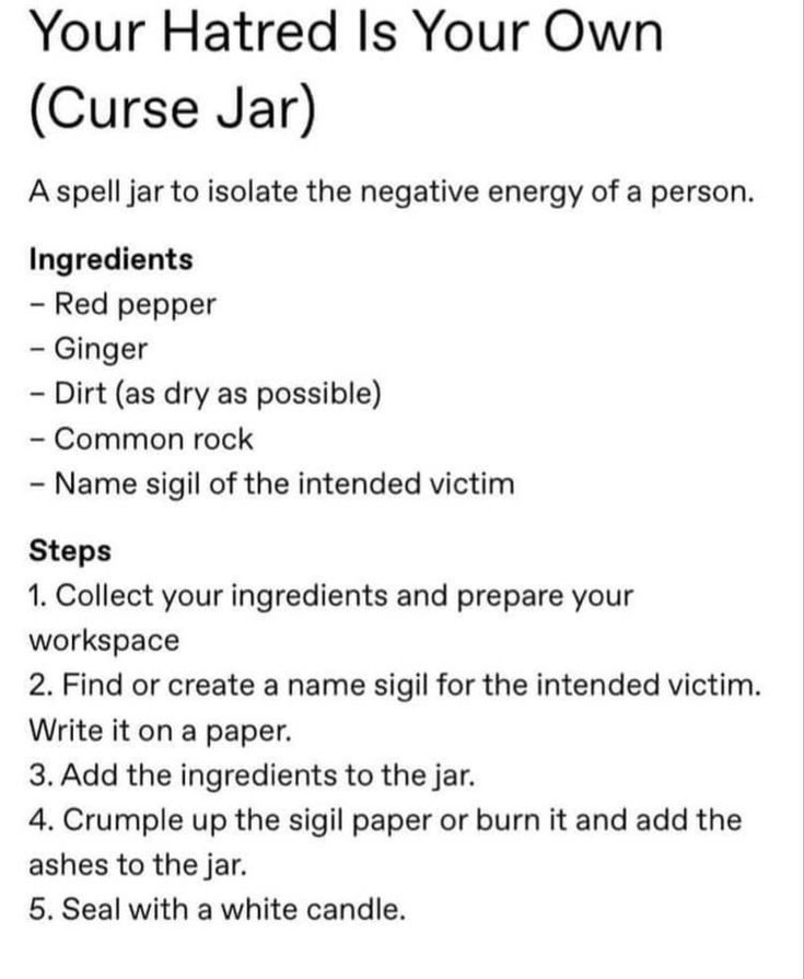 Ancestor Spell Jar, Karma Spells Witchcraft Jar, Curse Jar Ingredients, Hex Spell Curse Jar, Karma Jar Spell, Rice Witchcraft Uses, Baneful Protection Spell Jar, Hex Jar Spell Ingredients, Simple Hexes Witchcraft