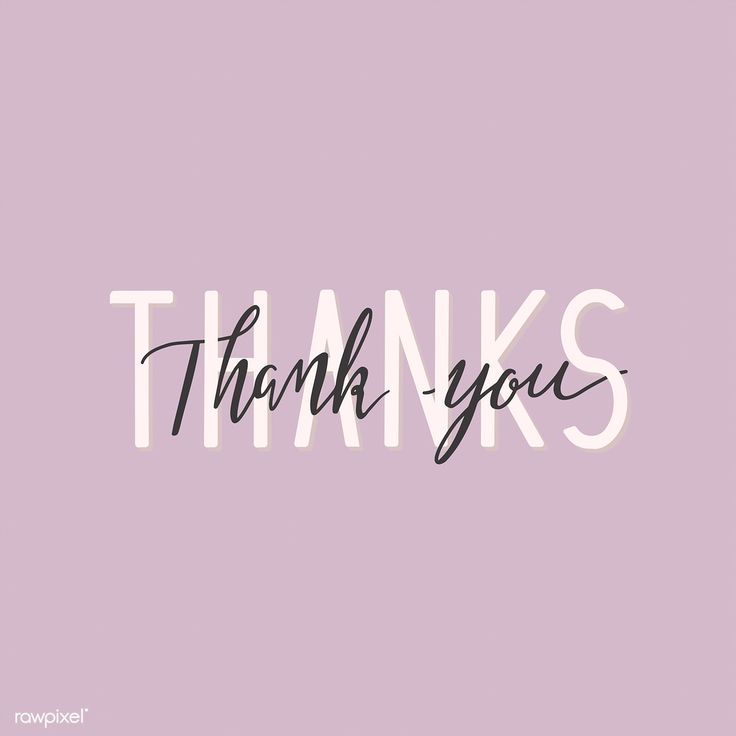 the word thank written in black ink on a purple background with white lettering that says, thanks