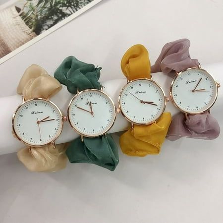 Description: Featuring soft silk ribbon watchband design, this watch can allow you to wear conveniently and comfortably. Fine workmanship and strong practicality enable this watch to be a perfect festival gift for your girlfriend. Made of high quality metal material, this product is firm and durable to use. The dial diameter is 36mm, the thickness is 7mm. It is suitable for date, party, vacation, daily wear, etc. Item Name: Watch Material: Metal Waterproof: No Movement Type: Quartz Features: wit Casual Watches Women, Fancy Glasses, Hello Nails, Pretty Accessories, Watches Collection, Gold Watches, Girly Accessories, Girls Watches, Hair Rings