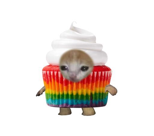 an animal with a cupcake on it's back