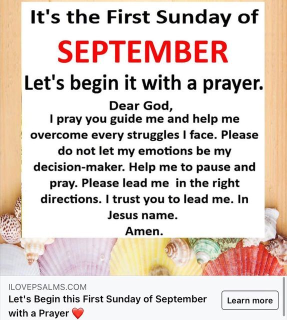 a sign that says it's the first sunday of september let's begin it with a prayer