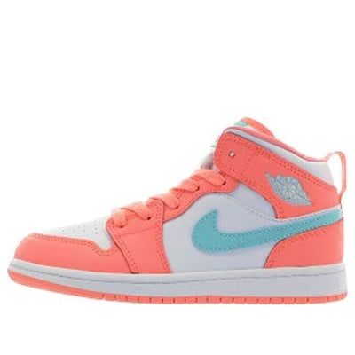 (BP) Air Jordan 1 Mid 'Blue Pink' 640737-814 (AJ1/SNKR/Retro/Mid Top/Basketball) Retro Pink Basketball Shoes, Pink Mid-top Jordan Shoes For Sports, Casual Pink Sneakers For Sports Events, Retro High-top Jordan Sports Shoes, Retro High-top Jordan Shoes For Sports, Jordans Preppy, Colorful Jordans, Preppy Jordans, Jordans 1s