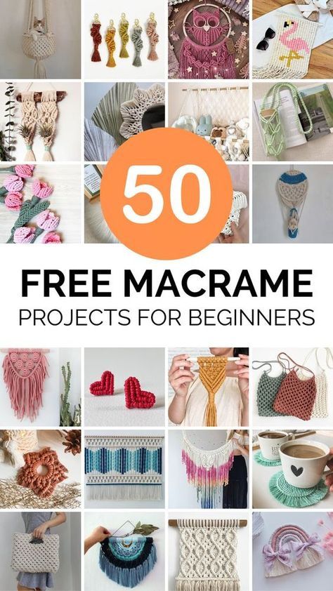 50 free macrame projects for beginners to crochet and knit with text overlay