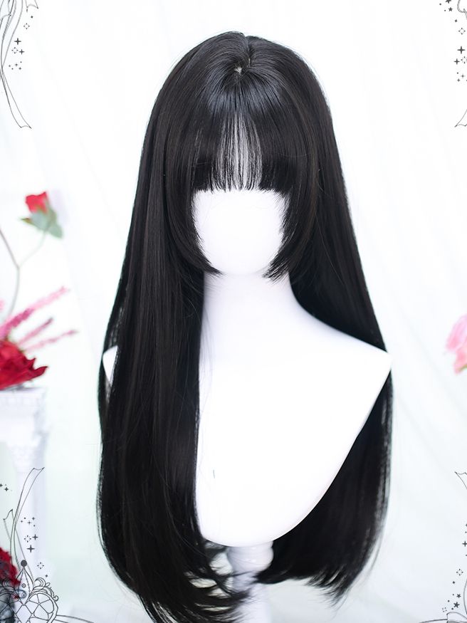 The price is for a wig only, others are not included.  Garment Size   	 		 			Size 			Free Size 		 		 			Hair Length 			60-65 Hair Black Hair, Cute Hairstyles Black Hair, Japanese Wig, Y2k Wigs, Cute Wig, Hair Wigs, Black Straight Hair, Female Hair, Hair Black