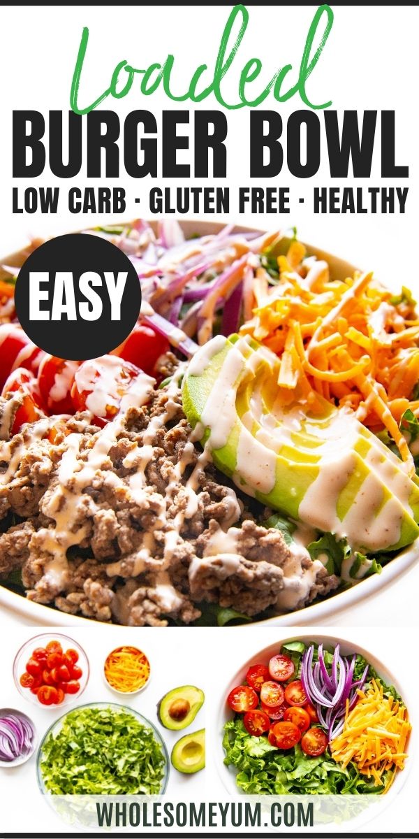 Burger In A Bowl Keto Burger Bowl Recipes, Cheeseburger Bowls Low Carb, Burger In A Bowl Keto, Low Carb Burger Ideas, Keto Cheeseburger Bowl, Macro Friendly Burger Bowl, Cheese Burger In A Bowl, Cheeseburger Bowls Pioneer Woman, Quinoa Burger Bowl