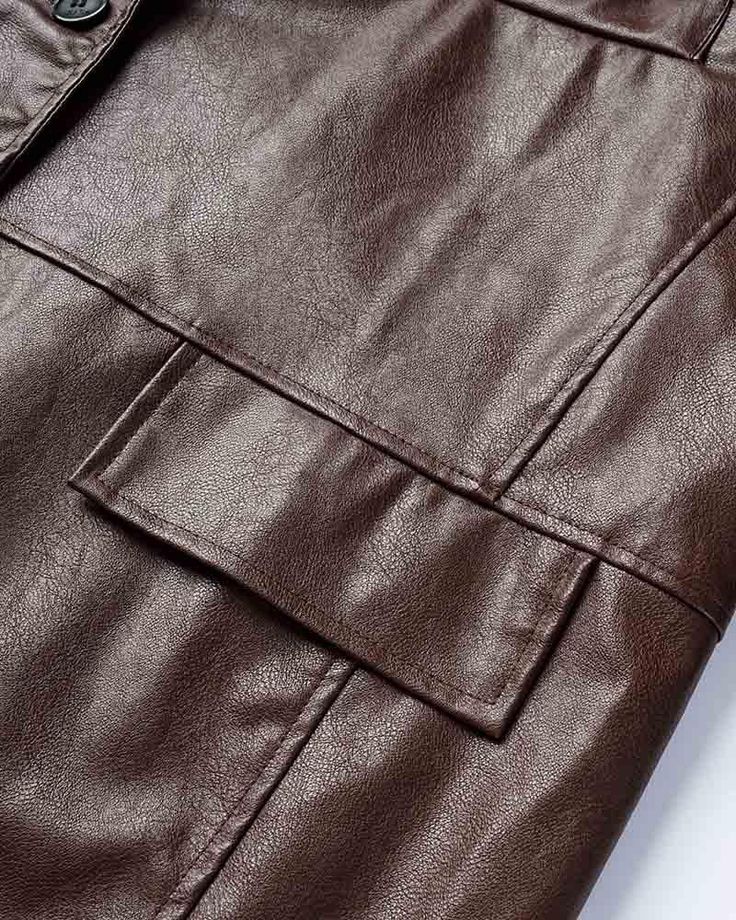 Details: Long-sleeve PU blazer with front pockets designTop Length: CroppedSleeve Length: Long SleevesMaterials:100% Polyester Brown Workwear Blazer With Pockets, Brown Office Outerwear With Patch Pockets, Casual Office Blazer With Flap Pockets, Brown Blazer With Pockets For Work, Fall Workwear Blazer With Side Pockets, Solid Blazer With Notched Collar And Pockets, Fall Blazer With Side Pockets For Workwear, Chic Brown Blazer With Pockets, Fall Workwear Blazer With Multiple Pockets