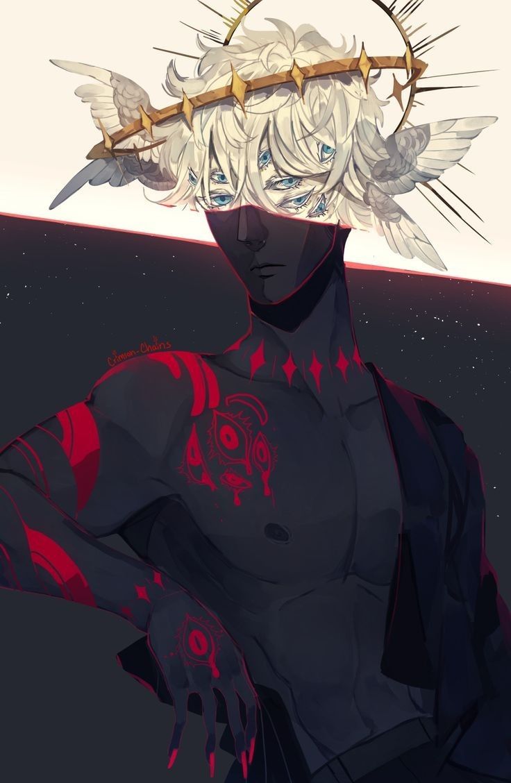 an anime character with white hair and blue eyes wearing a crown on top of his head