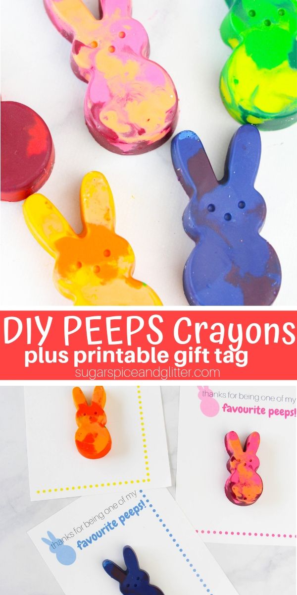 this diy peeps crayons printable gift tag is so cute and easy to make