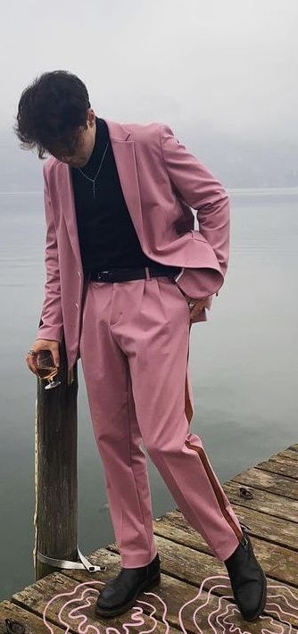 Impressive Valentine’s Day Outfits for Men Pink Hoco Outfit Men, Pink Barbie Outfits Men, All Pink Men Outfit, Guys In Pink Clothes, Pink Men Outfit Aesthetic, Barbie Fits Men, Barbie Premiere Outfit Men, Suit Pink Men, Man In Pink Suit