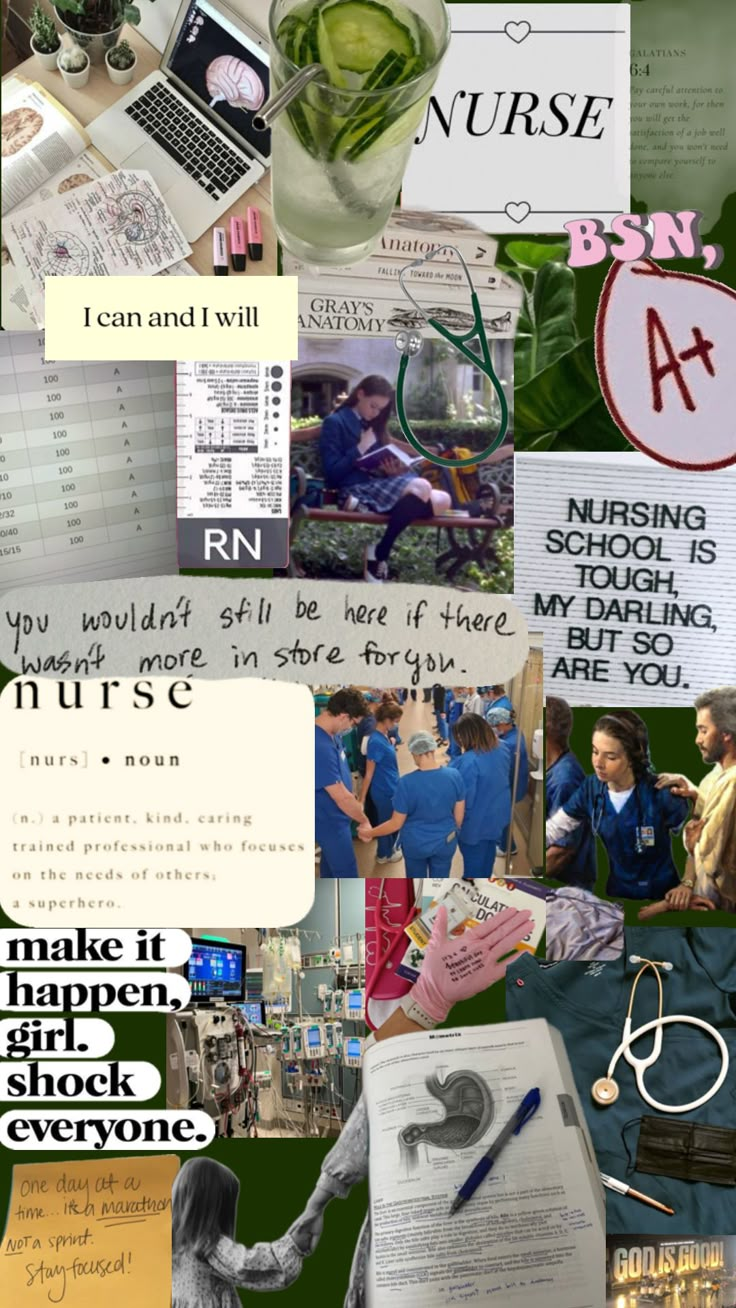 the collage shows many different pictures and words