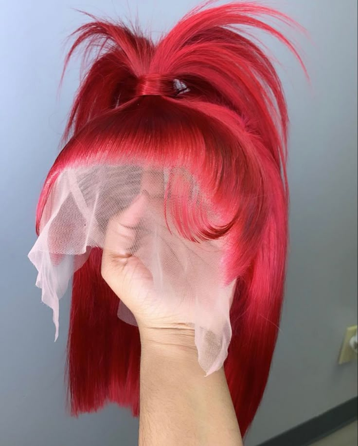 Red half up half down short frontal wig 😍🍒 Colorful Wig, Best Human Hair Extensions, Frontal Wig Hairstyles, Frontal Hairstyles, Red Wigs, Human Virgin Hair, Hot Hair Styles, Straight Lace Front Wigs, Dope Hairstyles