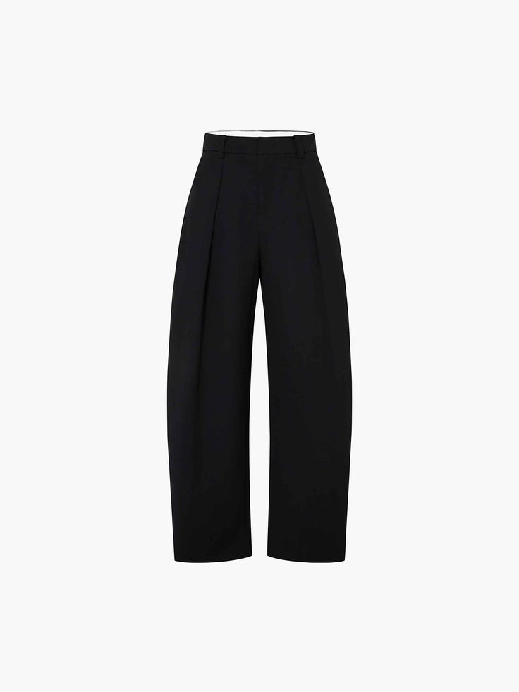 MO&Co. Women's Tailored Wool Blend Pants These pants are expertly crafted from a Merino wool blend, making them perfect for the cooler autumn season. Features relaxed straight legs and a sleek side-seam pocket design, these pants offer both style and functionality. Features : - Relaxed straight legs, full length- Zip and hook-and-bar closure- Side-seam pockets design- Made from Merino wool blend Code: MBD3PAT033The back length of size M is 110.5cmMATERIALS & CARE Material: 50.7% Wool 49.3% Polye Black Wide Leg Pants With Straight Hem For Office, Black Wool Wide Leg Pants With Pressed Crease, Black Pants With Pressed Crease And Straight Hem, Black Wool Wide Leg Office Pants, Chic Black Bottoms With Seam Detailing, Tailored Black Wide Leg Pants With Straight Hem, Black Tailored Wide Leg Pants With Straight Hem, Chic Black Wool Wide Leg Pants, Black Wide Leg Workwear Pants With Straight Hem