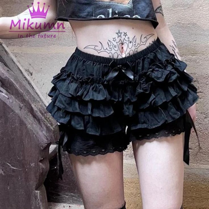 1.61US $ 5% OFF|Mikumn Harajuku Gothic Lolita Black Lace Safety Shorts Women Y2k Kawaii Pumpkin Pants Layered Ruffles Vintage Victorian Bloomers| |   - AliExpress Cute Oc Outfits, Cute Oc, Womens Lace Shorts, Weird Style, Girl Emo, Kawaii Outfits, Club Outfits For Women, Ruffle Bloomers, Puffy Skirt