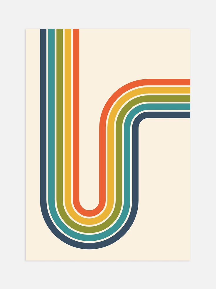 the letter u is made up of multicolored lines and has a white background