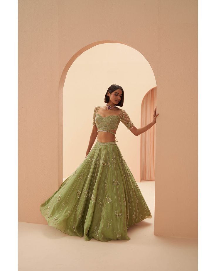 Jade Lehenga | Green Lehenga | Parul Gandhi – B Anu Designs Jade Lehenga, Lehenga Green, Wedding Bride Dress, Chikankari Lehenga, Indian Wedding Bride, Indian Bridal Lehenga, Green Lehenga, Bridal Lehenga Red, Royal Look