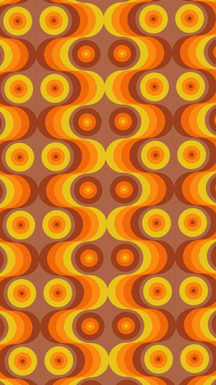 an orange and yellow pattern with circles on the bottom, which is very similar to each other