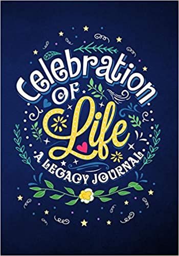 the celebration of life logo is shown on a dark blue background with stars and flowers