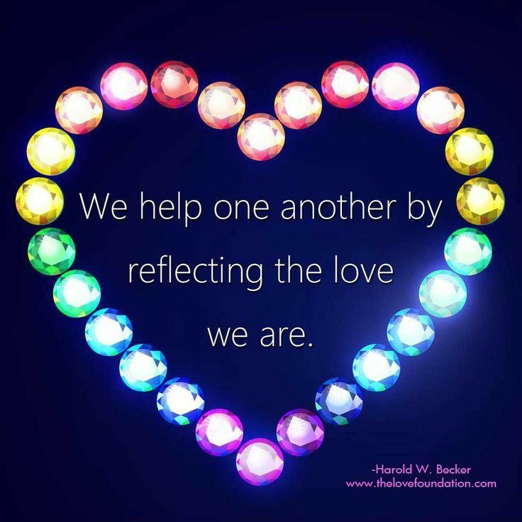 a heart made out of colorful lights with the words we help one another by reflecting the love we are