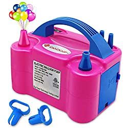 a pink and blue plastic case with balloons in the top, on a white background