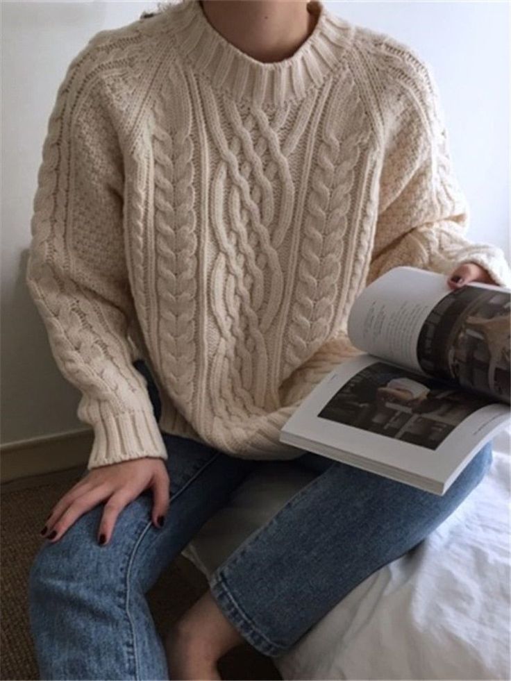 The Ivy Knitted Sweater Knitting Clothes, Winter Jumpers, Women Sweaters Winter, Solid Sweaters, Oversized Jumper, Winter Pullover, Sweater Oversize, Clothes Aesthetic, The Ivy