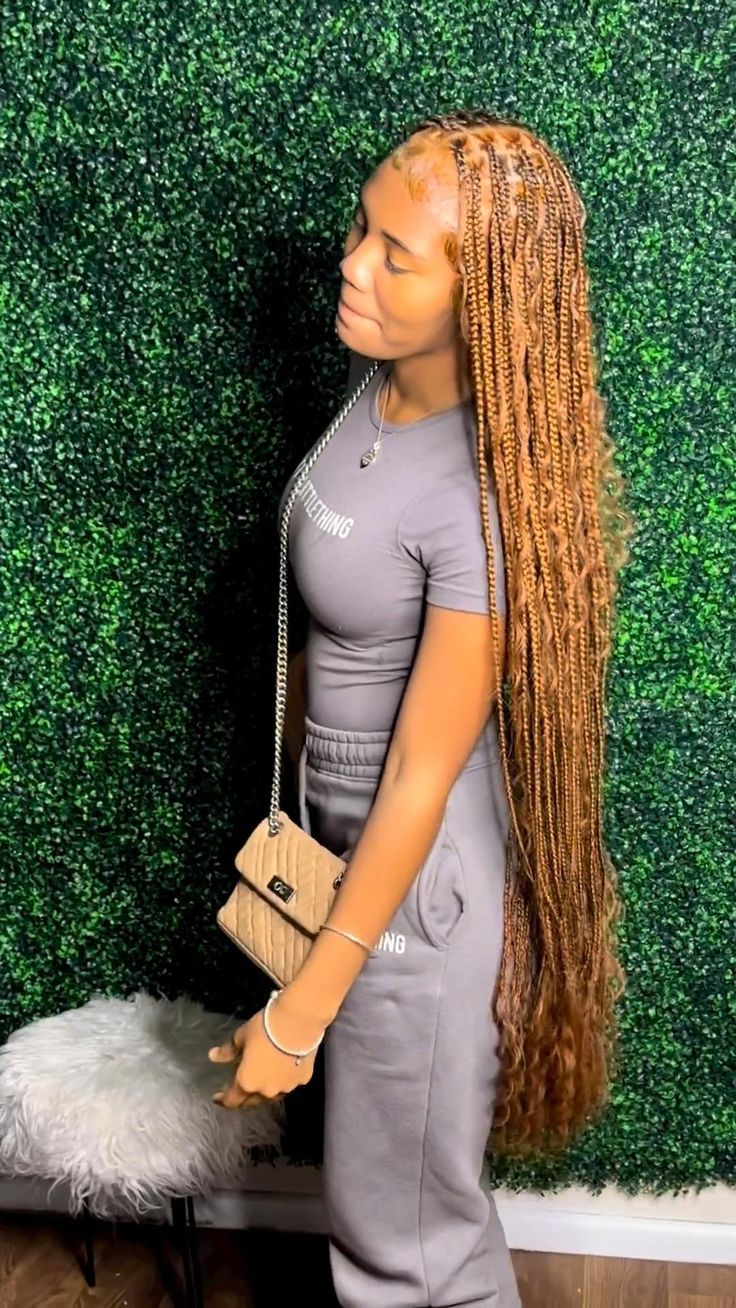 Braids For Black Women Honey Blonde, Honey Blonde Braided Hairstyles, Honey Blonde Hair Knotless Braids, Brown Hair Braids Black Women, Braided Hairstyles Honey Blonde, All Blonde Knotless Braids, Blonde Hairstyles For Black Women Braids, Brown Hair Colors Braids, Honey Blond Knotless