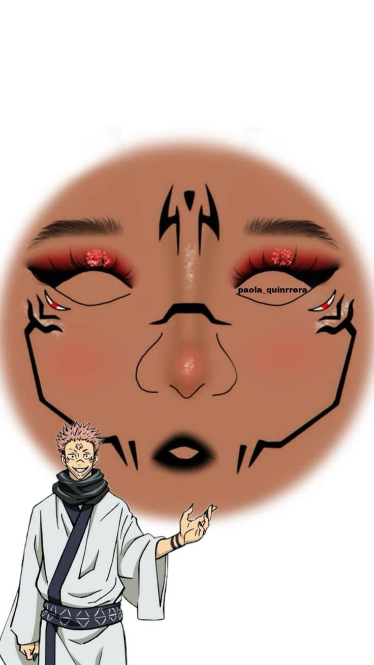 Jujutsu Kaisen Cosplay Sukuna, Sukuna Face Make Up, Akatsuki Makeup Inspired, Sukuna Inspired Makeup, Jujutsu Kaisen Makeup Look, Anime Inspired Eyeliner, Simple Anime Costume Ideas, Anime Makeup Halloween, How To Cosplay Makeup