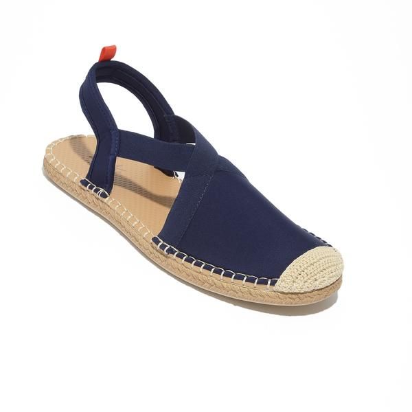 Seafarer Slingback: Womens Dark Navy – Sea Star Beachwear Slip-on Slingback Sandals With Rubber Sole, Casual Blue Sandals With Woven Sole, Closed Toe Canvas Sandals For Beach, Casual Sport Sandals With Woven Sole For Spring, Casual Sport Sandals With Ankle Strap And Rubber Sole, Casual Open Toe Sport Sandals With Woven Sole, Casual Sport Sandals With Rubber Sole And Flat Heel, Casual Sport Sandals With Rubber Sole, Casual Flat Heel Sport Sandals With Rubber Sole