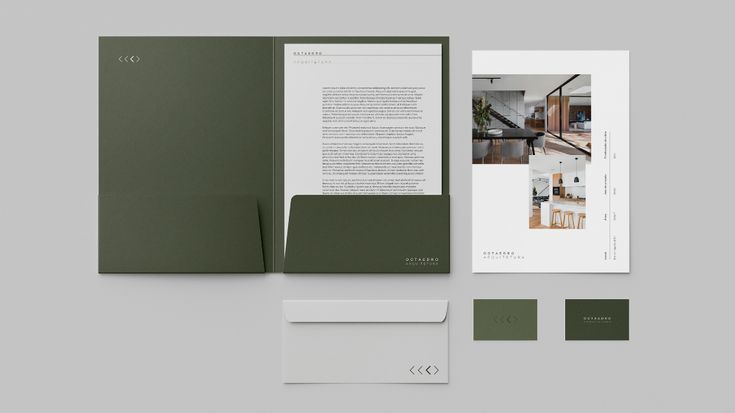 an open brochure with green and white accents